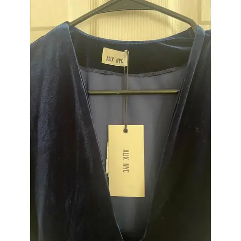 Alix NYC true blue velvet body suit, A74
