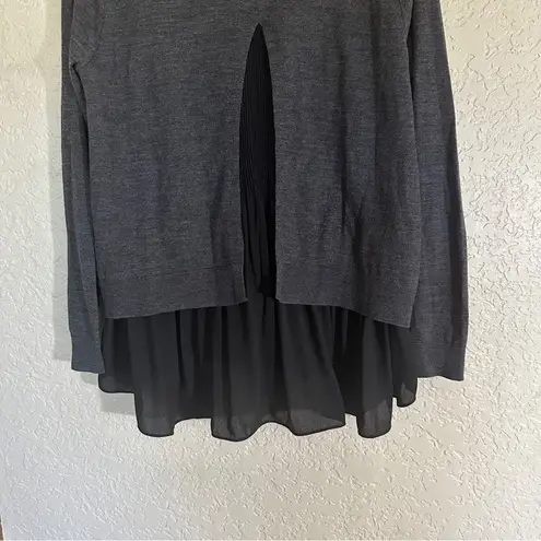 Club Monaco  Wool Black Gray‎ Split Back Tiered Hem Pull Over Sweater Medium