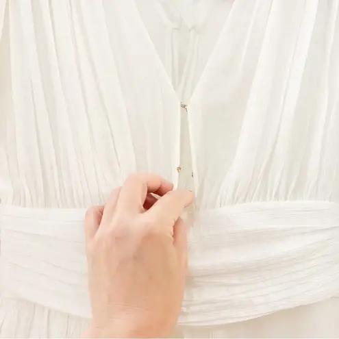 Bronx and Banco NWT Bianca V Neck Puff Sleeve Mini Dress White sz XS