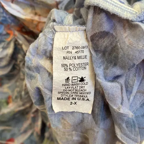 ππ€ Nally & Millie Lightweight Colorful Floral Burnout Sleeveless Top/Tank 2X Blue