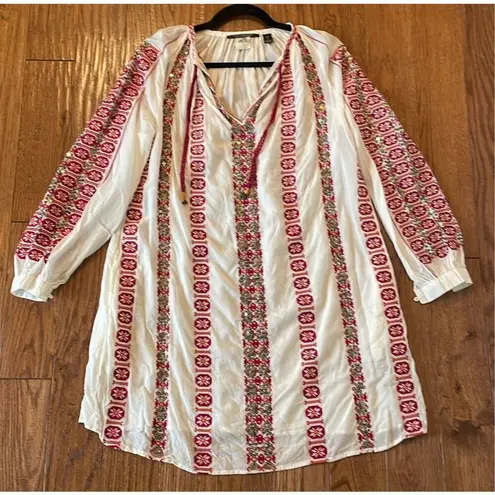 Scotch & Soda  white embroidered red with sequin tassel dress