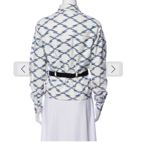 Isabel Marant Blue Geometric Print Long Sleeve Button Up Jacket size M White Size M