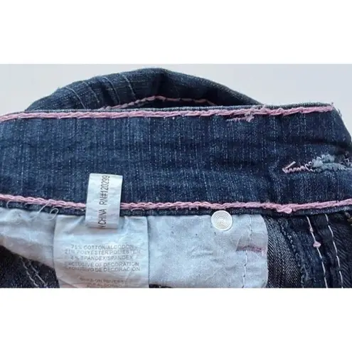 Vintage Be Girl Western Denim Jean Skirt Women’s Sz 3/4 Pink Embroidered Western Blue