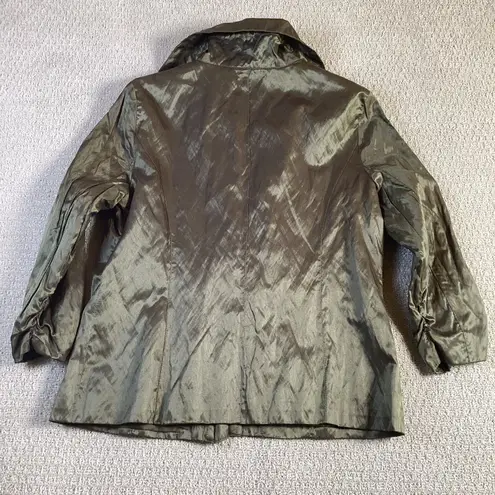 Ruby Rd Olive Green Metallic Shimmer Lightweight Jacket Women Size 10