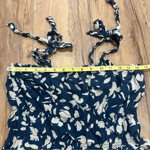 Saltwater Luxe Blouse Women's Medium Blue Floral Sleeveless Cropped Los Angeles