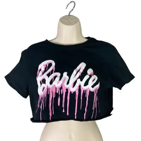 Barbie by Hybrid‎ Women's XS Black Pink Paint Drip Graphic Cotton T