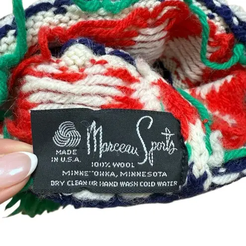 MCM Vintage Marceau Sports Knot Wool Pom Pom Beanie Skip Cap Women’s OS Blue