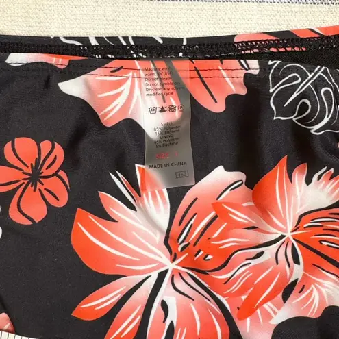 None NWOT High-Neck Bikini Set – Floral & Black (Size S)