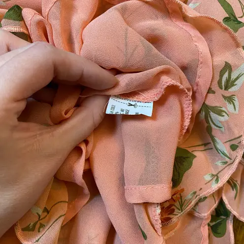 Endless Rose Coral Pink Ruffled One Shoulder Floral Top Size M