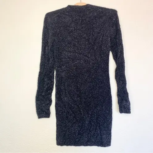 ALLSAINTS Black Sparkle Mini Dress Long Sleeve Size M