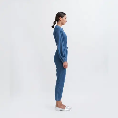 Rachel Comey Blue Chambray Long Balloon Sleeve Slit Jumpsuit sz 2