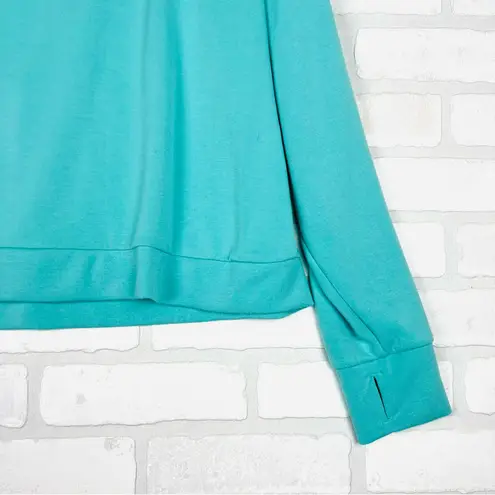 Teal Hooded After Class Coral Cropped Hooded Lightweight Long Sleeve Size Med Blue