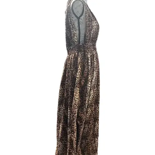 America and Beyond Cheetah Print Swimsuit Cover Up Medium Black