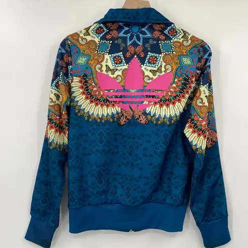 Farm Rio Adidas x Farm Borbomix Trefoil Kaleidoscope Print Athletic Blue Womens Medium