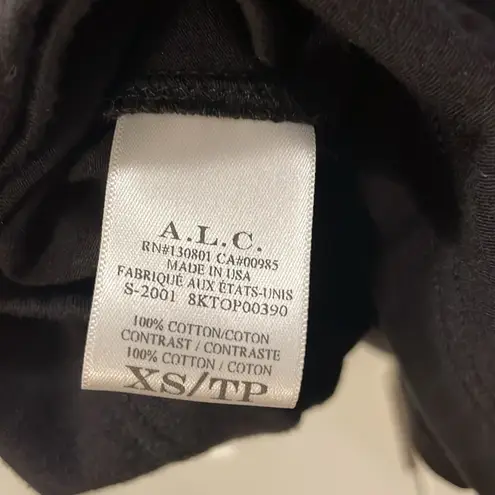 ALC Frank A.L.C. Black Cassandra Puff Balloon Taffeta Short Sleeve Tee Shirt xs black