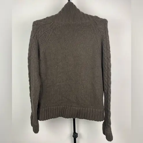 Revolve Tovar Brown Wool Blend Leather Strap Closure Cable Knit Sweater Size XL