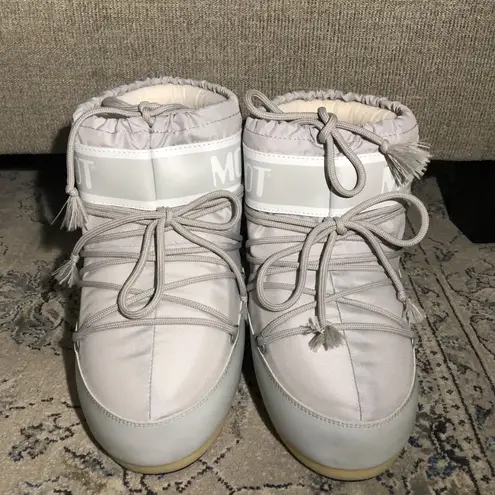 Moon Boot Icon Low Nylon Snow Boots Glacier Grey Gray Size 7