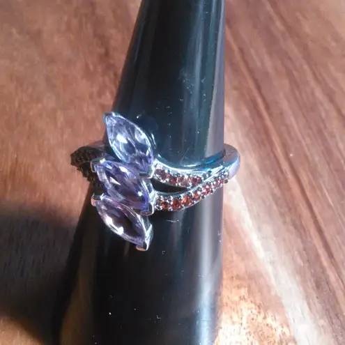 Moroccan Rose and Mozambique Garnet Trinity Twilight Sterling Silver Ring