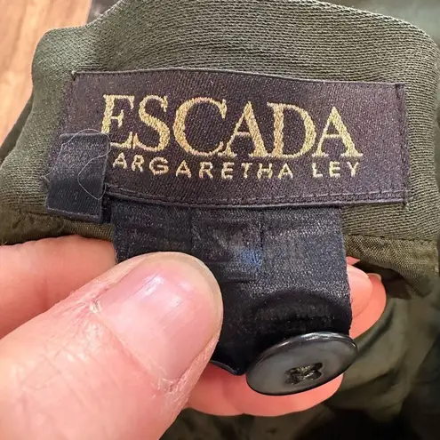 Escada Margaretha Ley Pleated Lined Straight Pencil Skirt Green Size 34 Small