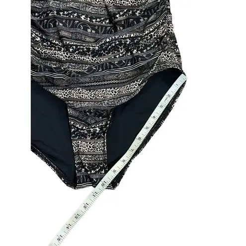 Nip Tuck Swim Savannah Stripe Dulcie Grecian Design Tummy Control One Piece Swim Black Size 10