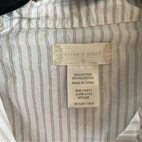 Altar'd State Altar’d State Striped Button Down White Tan Medium