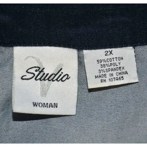 Ladies Studio V Lightweight Blue Chambray Jacket Snap Front Stretch Plus Size 2X