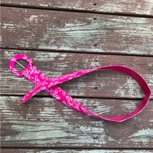 Women’s Coquettecore Feminine Casual Barbiecore Pink Floral 5 Hole Belt|34