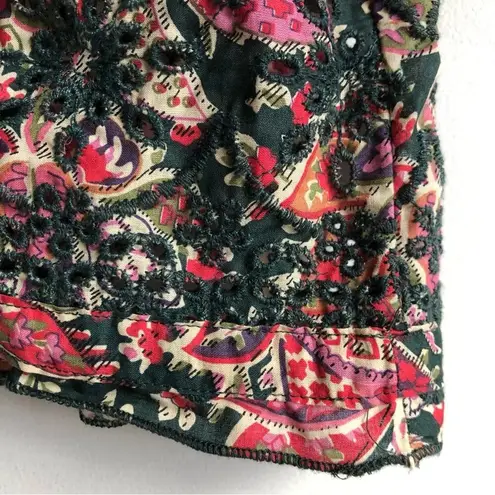 Jennifer Grace NWOT JENNIFER & GRACE Cropped Floral Peasant Puff Sleeve Boho Top Multicolor M