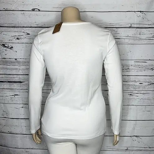 Krass&co G.H. Bass & . NWT Size XL White Long Sleeve V-Neck Core Knit Top Shirt