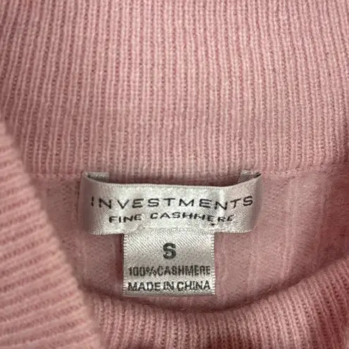 Investments Vintage powder pink cashmere cable knit turtleneck sweater size S