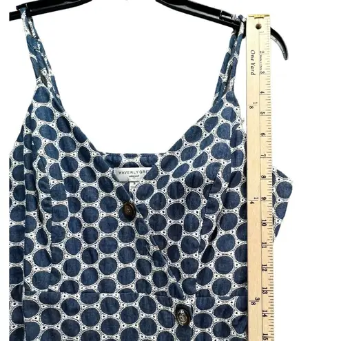 Anthropologie Waverly Grey Morin Dress Women S Blue White Polka Dot Button Front