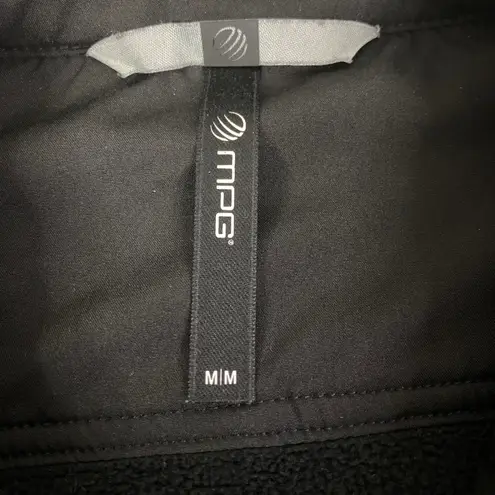 MPG Fleece Shirt Jacket Womens Black Button Down Soft Comfy Layering Sz M EUC Size M