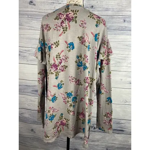 Lane Bryant  Floral Sweatshirt Women Size 2X 18/20 Ruffle Long Sleeve Stretch