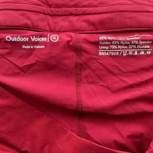 Outdoor Voices  The Exercise 3" Skort Pull On Mid Rise Stretch Athletic Red XL