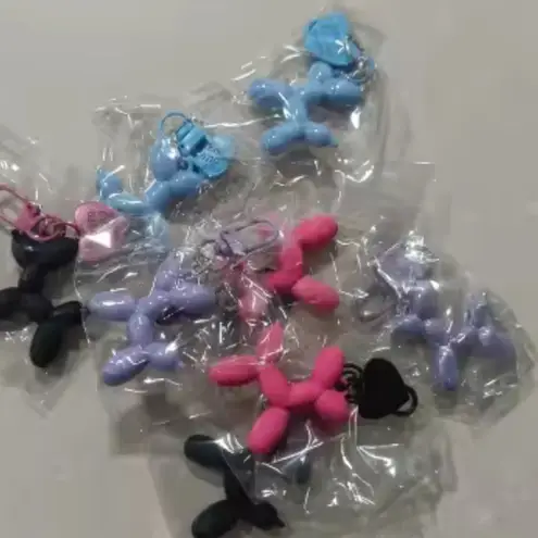 Boutique NEW Iridescent Purple Balloon Dog Keychain Purse Charm Y2K