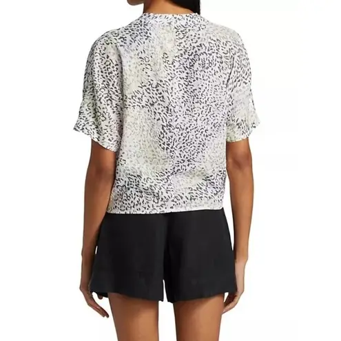 Rails Shirt Women Medium Ivory Linen Blend Thea The Rainbow Cheetah Print Blouse