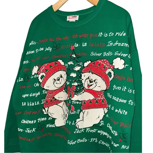 Nut Cracker Vintage 1991 Women’s Size M L Green Christmas Bears Songs Sweatshirt Size M - Image 3