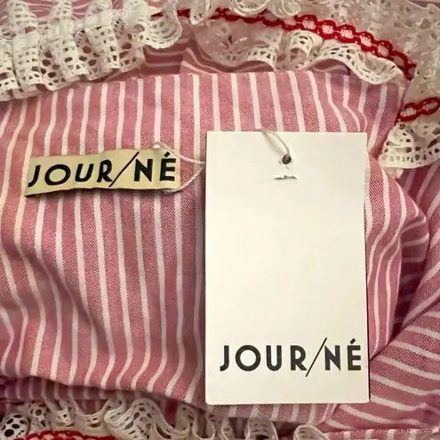 JOUR/NÉ Striped Square Neckline Top Size: M (38) NWT Red Size M