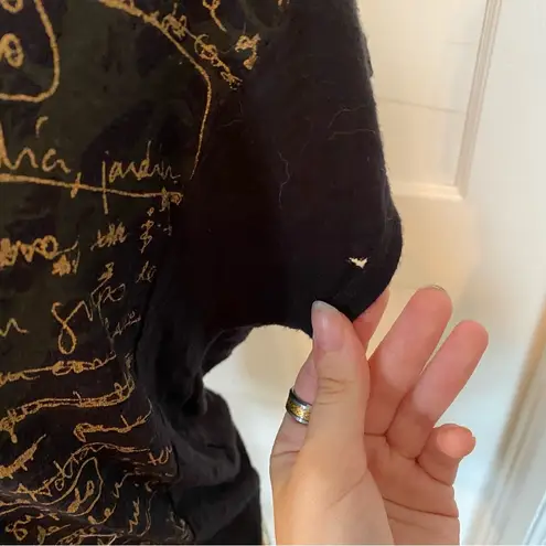 Desigual Unequal Blouse Written Black Tee