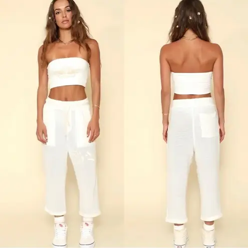 Boys Lie NEW Revolve Off-White Embroidered Baseball Pant Size Small