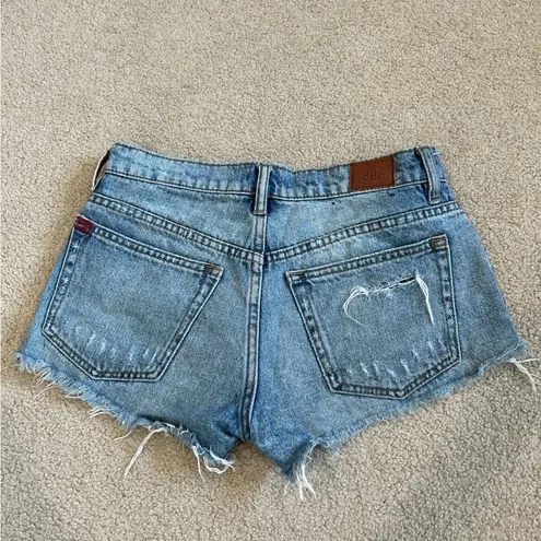 BDG  distressed blue jean denim essential mid rise shorts