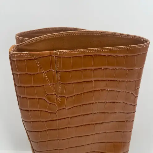 Schutz Boots Terrance Up Size 8.5 NEW Leather Crocodile Tall Embossed NWOT