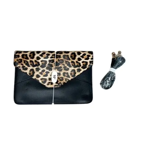 Piper Noble Leopard LARGE Organizer Laptop Crossbody Wallet Handbag Clutch Black