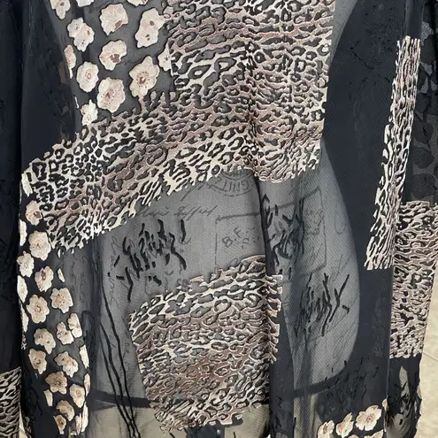 Women’s Kimono Cardigan Duster Sz Medium Sheer Boho Goth Safari Floral Leopard