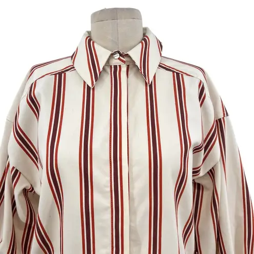 Ted Baker  Kaate Shirt Dress With Waist Tie‎ Cream Red Stripe Size 1 US 4