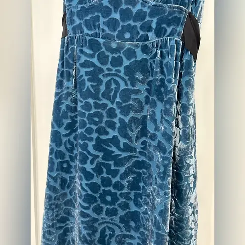 Moulinette Soeurs Anthropologie Matilija Dress Silk Velvet Teal 0 Whimsigoth