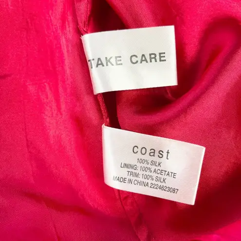 Y2K Coast Silk Dress Womens 8 Ruffled Dopamine Strapless Fairycore Maximalist Pink