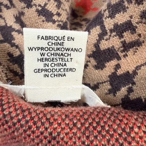 Christian Siriano New York Houndstooth Plaid Long Cardigan Coat Women's L Brown Size L