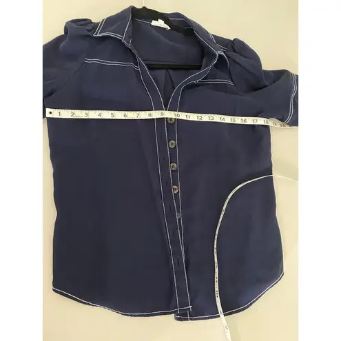 A loves A Dark Navy Blue Utility Tortoiseshell Button-down Short-sleeved Shirt Top M