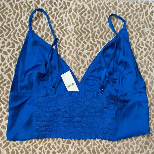 Aerie Nwt  medium Satin Royal Blue crop top Longline Bralette